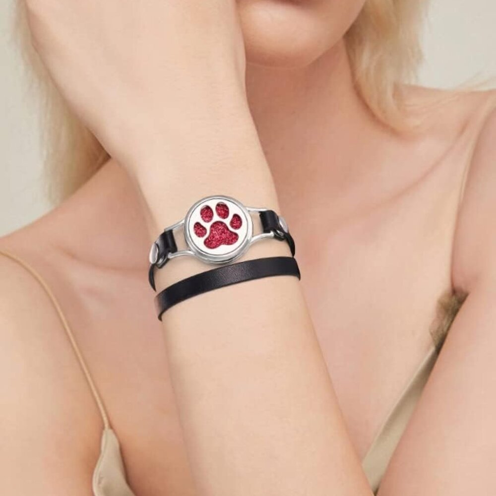 Essential Oil Diffuser Bracelet Black Leather Ban… - image 3